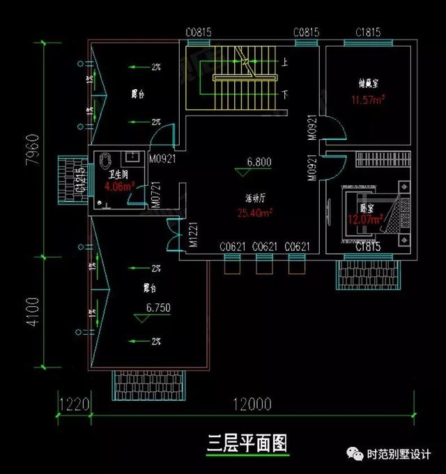 12x12米中式三層別墅，6室5廳還帶內院和室內車庫，適合農村自建