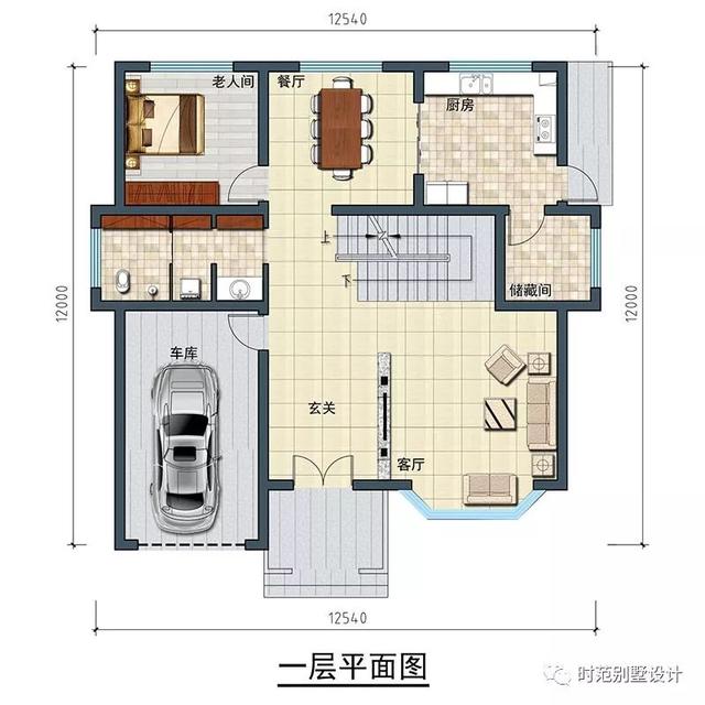 12x12米兩層別墅設計方案，美式風格帶車庫雙露臺，4室3衛(wèi)適合農(nóng)村自建