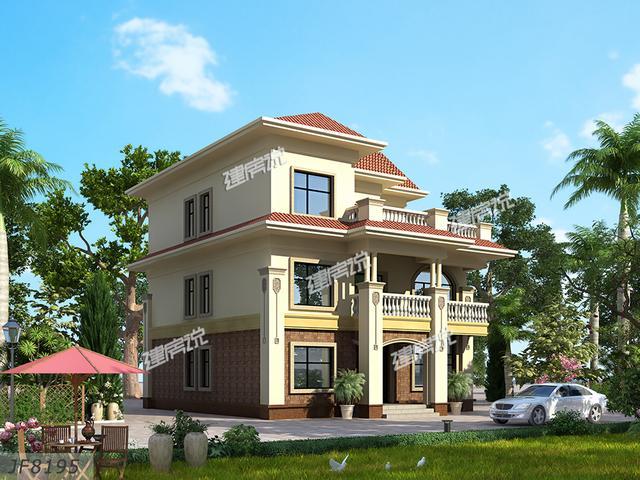 簡單大氣歐式三層別墅設計圖紙，大露臺多臥室，農村人理想的家