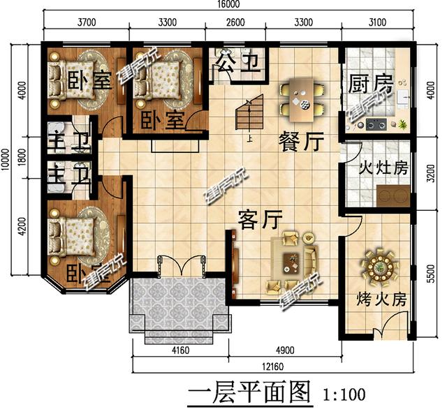 帶烤火房和土灶的二層別墅設計圖，很接地氣，農村人非常喜歡這戶型