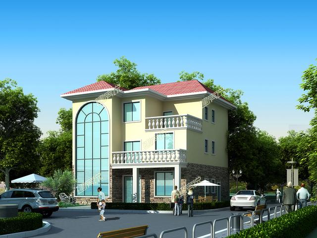 農村自建三層別墅，帶落地窗，盡顯富貴氣派