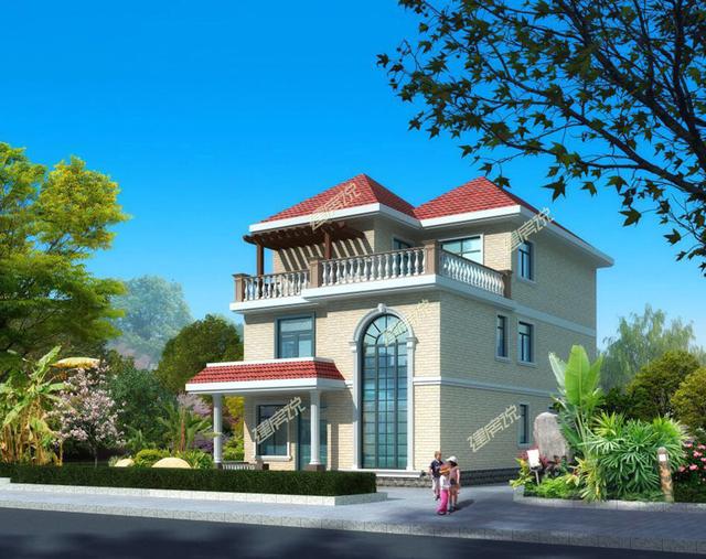 農村自建三層別墅，帶落地窗，盡顯富貴氣派