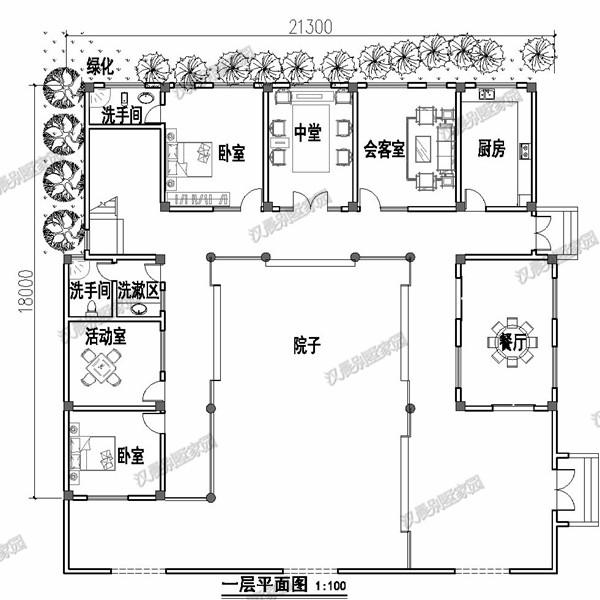 農(nóng)村自建三合院，兩層別墅設(shè)計(jì)圖，21.3X18米40萬蓋成超劃算！