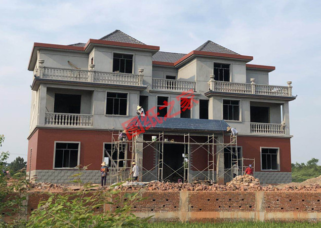 農村三層雙拼別墅設計圖，帶外觀效果圖