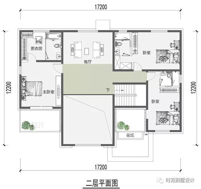 農村新中式兩層別墅設計方案，12x17米6室6衛，沉穩優雅適合自建