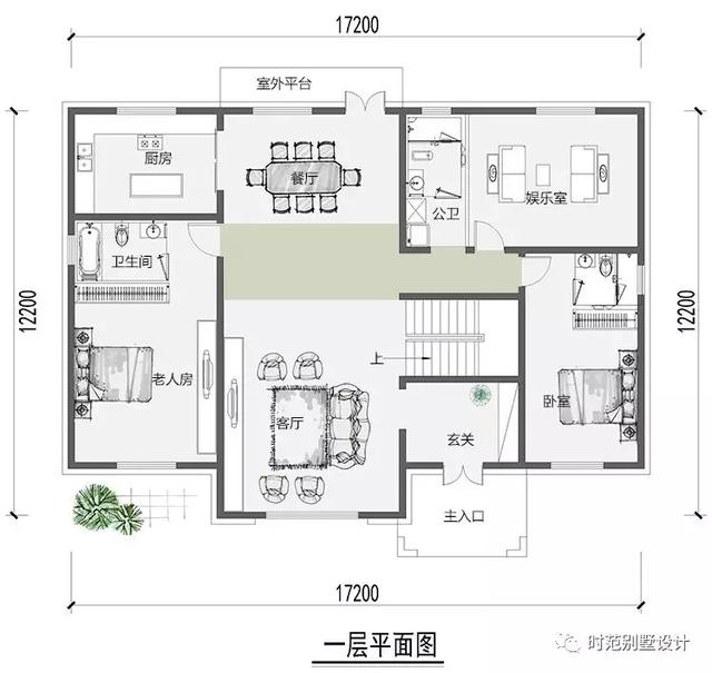 農村新中式兩層別墅設計方案，12x17米6室6衛，沉穩優雅適合自建