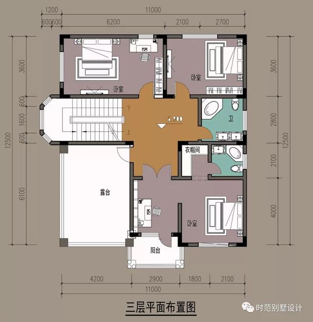 歐式豪華別墅，農村自建三層小樓設計圖，11x12米7室3廳6衛，農村蓋房就是這么美
