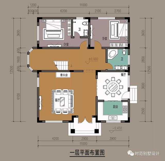 歐式豪華別墅，農村自建三層小樓設計圖，11x12米7室3廳6衛，農村蓋房就是這么美