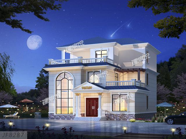 建一棟三層小別墅，加上庭院和泳池的，享受美好人生！