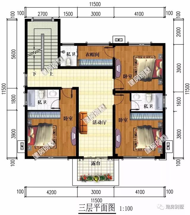 11.5×11.5米五層別墅設(shè)計，一共有10個臥室，家里多少人都能住下！