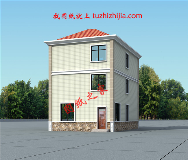 新農村小開間三層樓房設計圖，占地100平米左右
