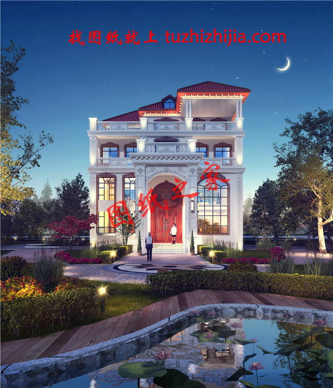 農(nóng)村自建四層百萬豪宅設(shè)計(jì)圖，客廳中空