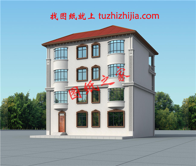 農(nóng)村自建四層百萬豪宅設(shè)計(jì)圖，客廳中空