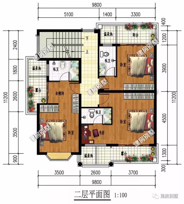 3棟平屋頂?shù)男粜腿龑愚r(nóng)村自建房設(shè)計(jì)圖，面寬9米多，美觀實(shí)用造價(jià)低