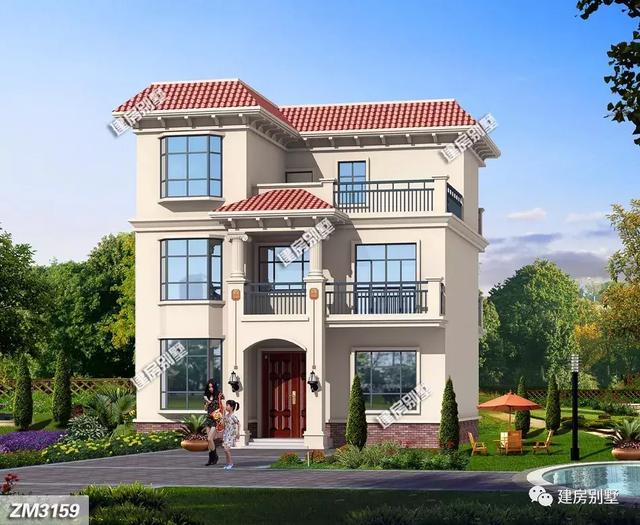 3棟平屋頂?shù)男粜腿龑愚r(nóng)村自建房設(shè)計(jì)圖，面寬9米多，美觀實(shí)用造價(jià)低