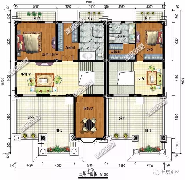 在老家修建一棟三層雙拼別墅設計，19.4×17.1米寬敞又大氣，何必眷戀北上廣
