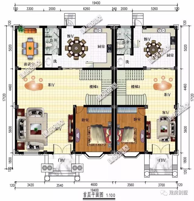 在老家修建一棟三層雙拼別墅設計，19.4×17.1米寬敞又大氣，何必眷戀北上廣