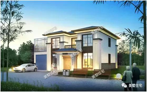 3帶車庫的農村二層別墅設計圖，外觀精美，建一棟面子十足