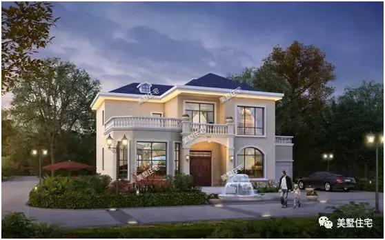 3帶車庫的農村二層別墅設計圖，外觀精美，建一棟面子十足