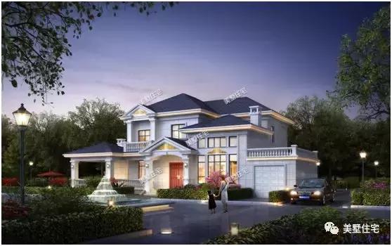 3帶車庫的農村二層別墅設計圖，外觀精美，建一棟面子十足