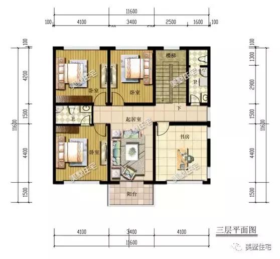 6款農(nóng)村三層自建別墅戶型圖，開間11米款款實用，第3還帶商鋪