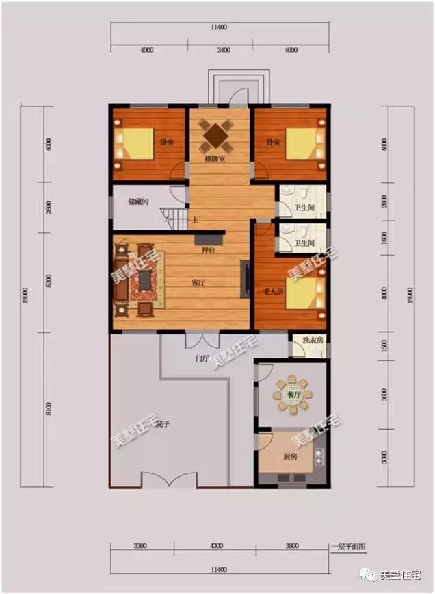 6款農(nóng)村三層自建別墅戶型圖，開間11米款款實用，第3還帶商鋪