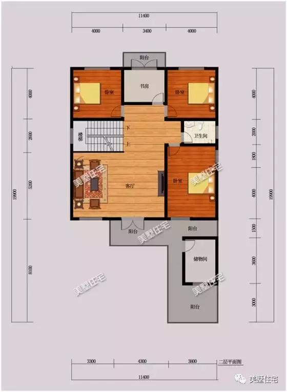 6款農(nóng)村三層自建別墅戶型圖，開間11米款款實用，第3還帶商鋪
