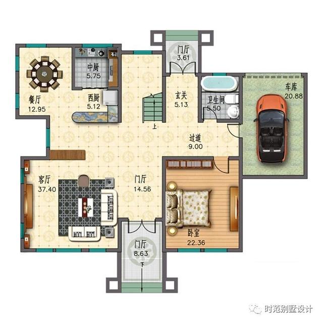 新中式三層復(fù)式別墅設(shè)計方案，16x12米帶車庫多露臺，美觀大氣適合自建