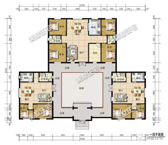 中式合院一層別墅設計圖，有家有院有品位，傳承百年