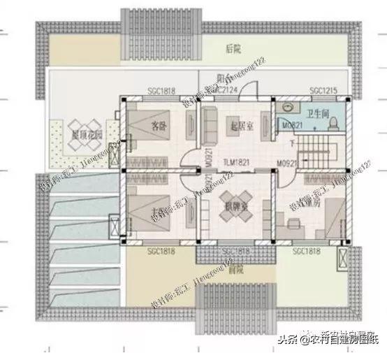2套農村二層平頂住宅設計，還帶小院子，北方農村一家一套，簡單耐看又實用