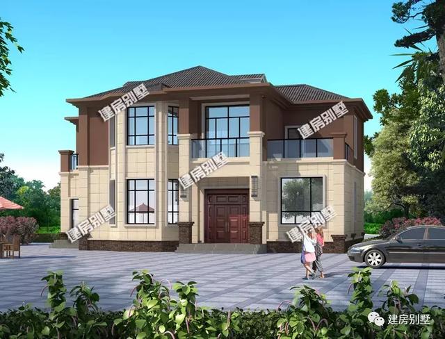 現代風格農村二層別墅，17×11.64米內配柴火房，簡約夠實用