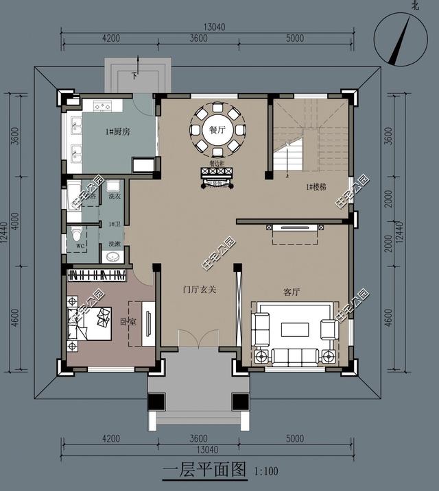 占地160平的三層別墅設計，挑空客廳配坡屋頂，這樣房子適合農村建造