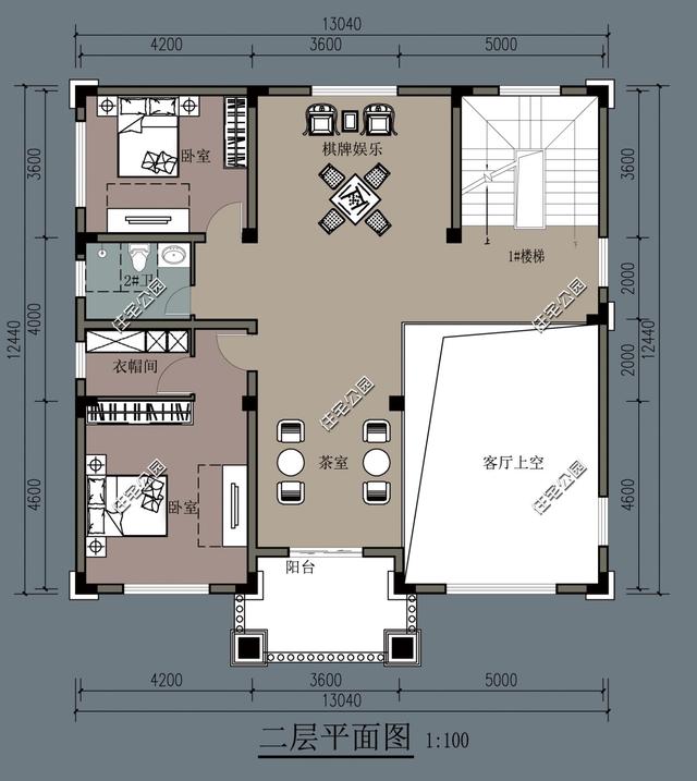 占地160平的三層別墅設計，挑空客廳配坡屋頂，這樣房子適合農村建造