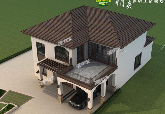 獨特新穎的農村二層別墅設計，帶有庭院和車庫，這外觀非常漂亮