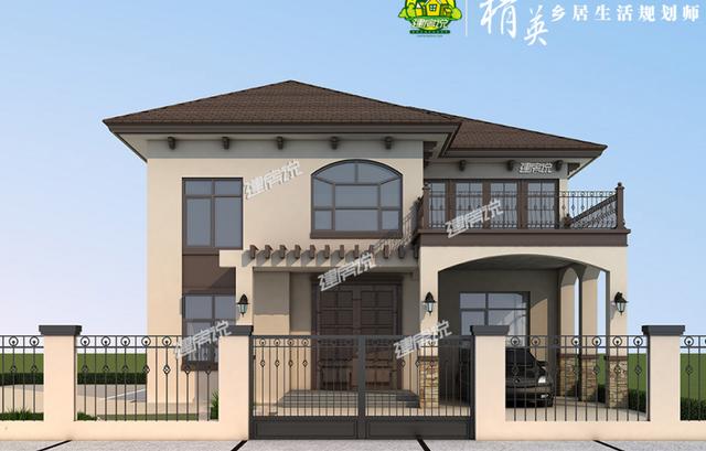 獨特新穎的農村二層別墅設計，帶有庭院和車庫，這外觀非常漂亮