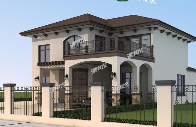 獨特新穎的農村二層別墅設計，帶有庭院和車庫，這外觀非常漂亮