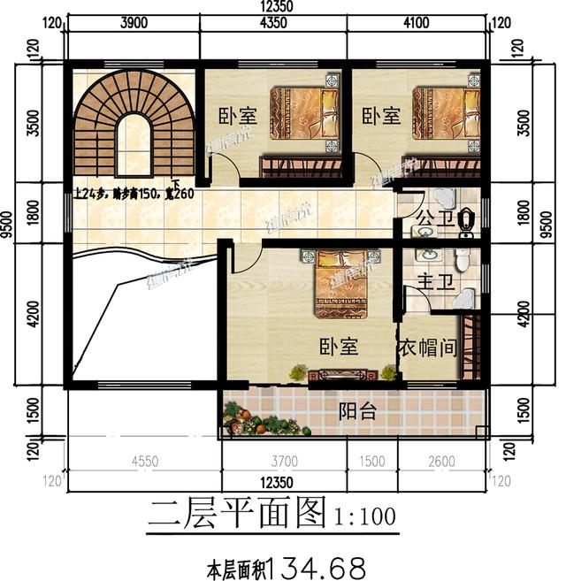 中式三層別墅設計圖紙，難得的好戶型，主體造價只要40萬