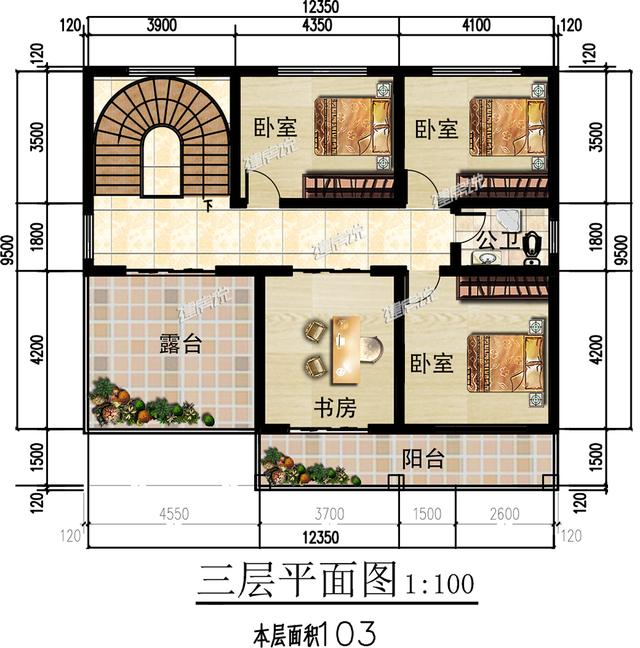 中式三層別墅設計圖紙，難得的好戶型，主體造價只要40萬