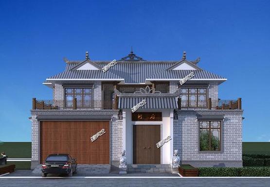 有錢人都喜歡的四合院別墅設計，帶有庭院大車庫，現在建房不后悔