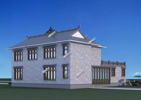 有錢人都喜歡的四合院別墅設計，帶有庭院大車庫，現在建房不后悔