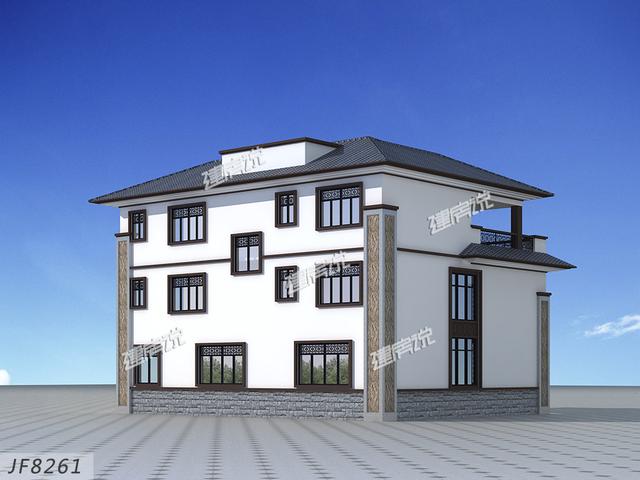 新中式三層別墅設計圖，15x14米帶挑空客廳旋轉樓梯，這才是高檔住宅