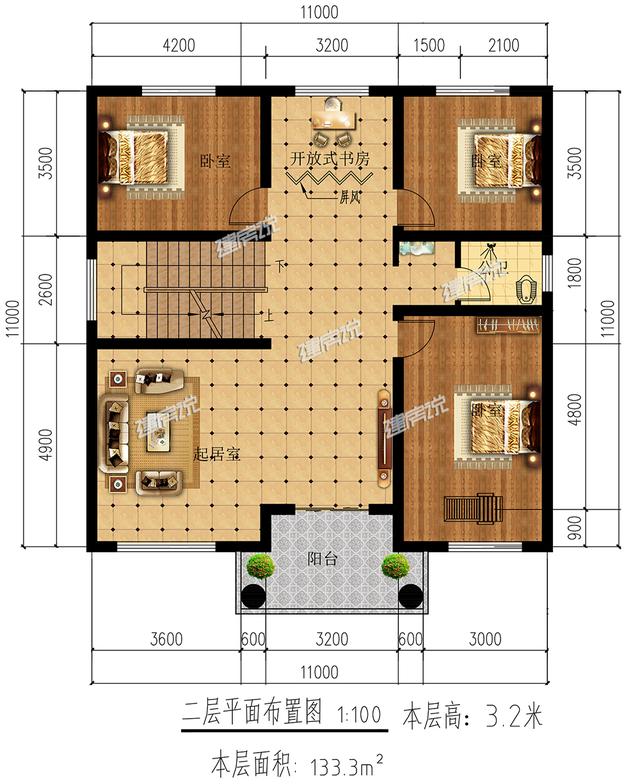 平屋頂二層別墅設計圖，還帶陽光房好，看又實用
