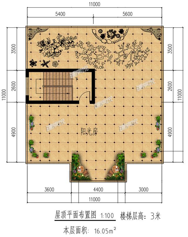 平屋頂二層別墅設計圖，還帶陽光房好，看又實用