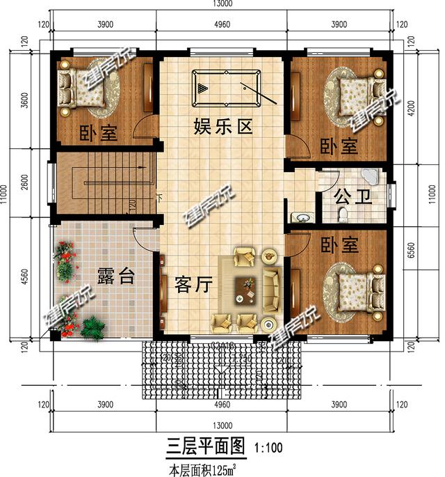 簡單大氣的歐式三層別墅設計圖，占地方正，好戶型越住越有錢