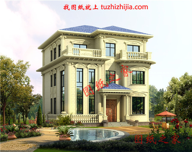 2026年新款別墅外觀圖三層戶型設計，適合人口較多的家庭修建！