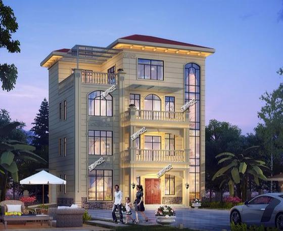 歐式豪華四層別墅設計圖，外型非常漂亮，建一棟在村里絕對拉風