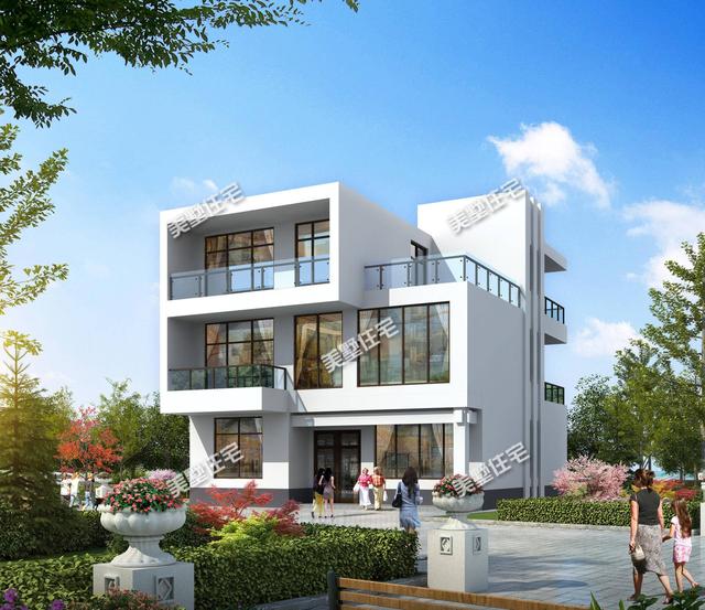 現(xiàn)代簡約型三層別墅設(shè)計，8臥6衛(wèi)帶露臺，經(jīng)濟實用人人夸！