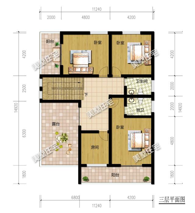現(xiàn)代簡約型三層別墅設(shè)計，8臥6衛(wèi)帶露臺，經(jīng)濟實用人人夸！