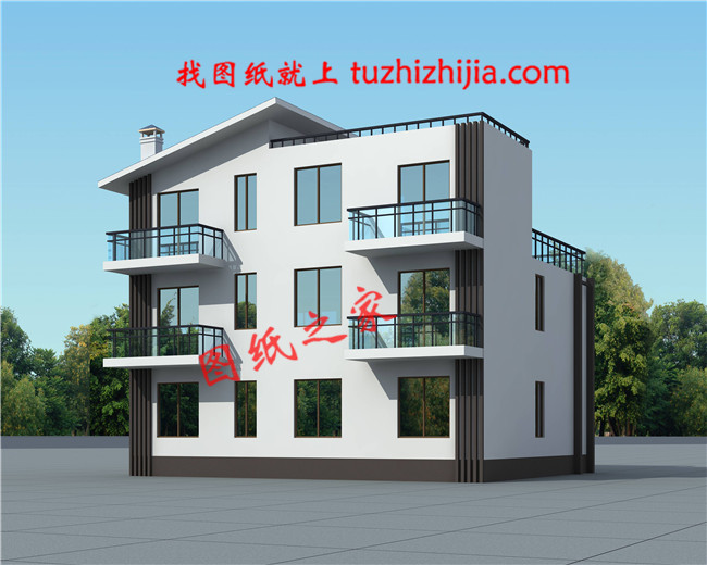 13×10米現代簡約風格三層別墅,坡屋頂和平屋頂完美結合在一起