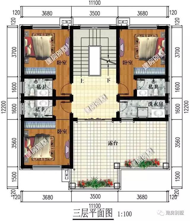 124平三層農村小洋樓設計圖，家人住的好，生活才更有奔頭